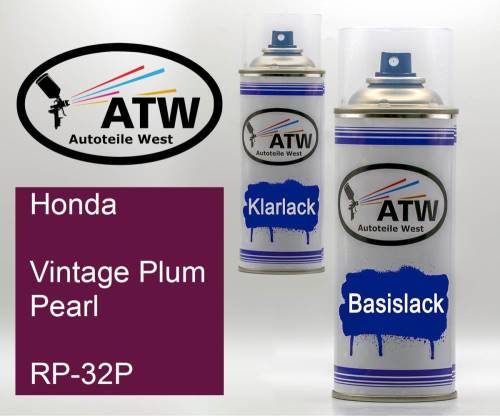 Honda, Vintage Plum Pearl, RP-32P: 400ml Sprühdose + 400ml Klarlack - Set, von ATW Autoteile West.